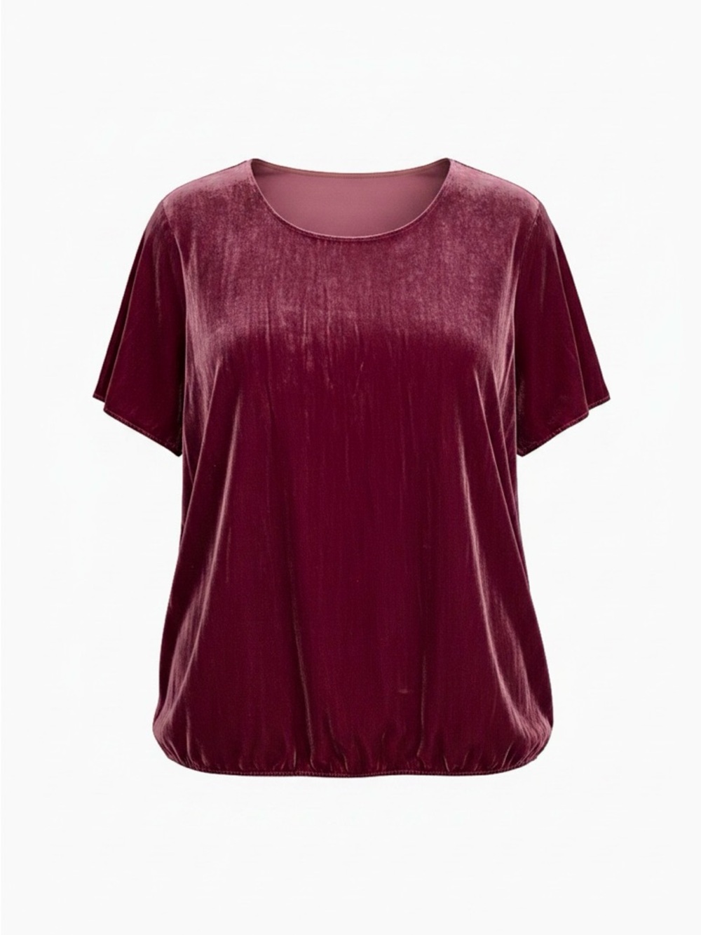 Eileen Fisher xl Velvet Short Sleeve Tee - Burgundy 30” length